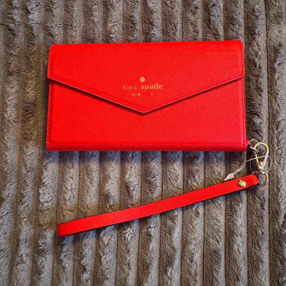 kate spade red iPhone SE case with wristlet